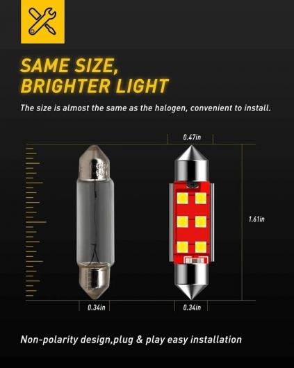 LED 車用 内装 ライト 適用: シボレー/CHEVROLET カマロ コンバーチブル クーペ 28mm バニティ ミラー〜BA9S ホワイト AL-JJ-2267 AL｜apagency｜04