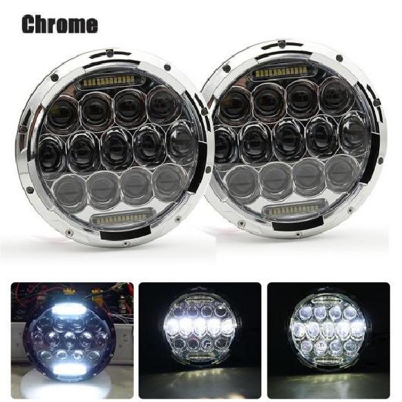 1ペア ランニング ライト 60W LED H4 7インチ エンジェルアイ H4 LED ヘッドライト 適用: ラーダ/LADA ニーヴァ 2ピース クローム 75W AL-KK-2507 AL