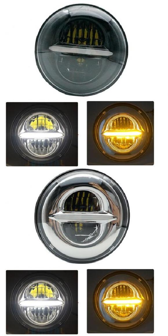 7インチ ハイ/ロー LED ヘッドライト ホワイト DRL + イエロー ウインカー 適用: ラーダ/LADA 4X4 アーバン ニーヴァ 適用: ブラック・クロム AL KK 2701 AL :503472430:オートパーツエージェンシー