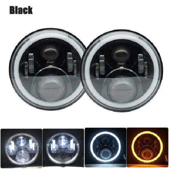 1�y�A 7�C���` DRL LED �w�b�h�����v �C�J�����O �A���O�� �A�C �w�b�h���C�g �K�p: �W�[�v/JEEP �����O���[ 60W �u���b�N H4 AL-KK-2819 AL