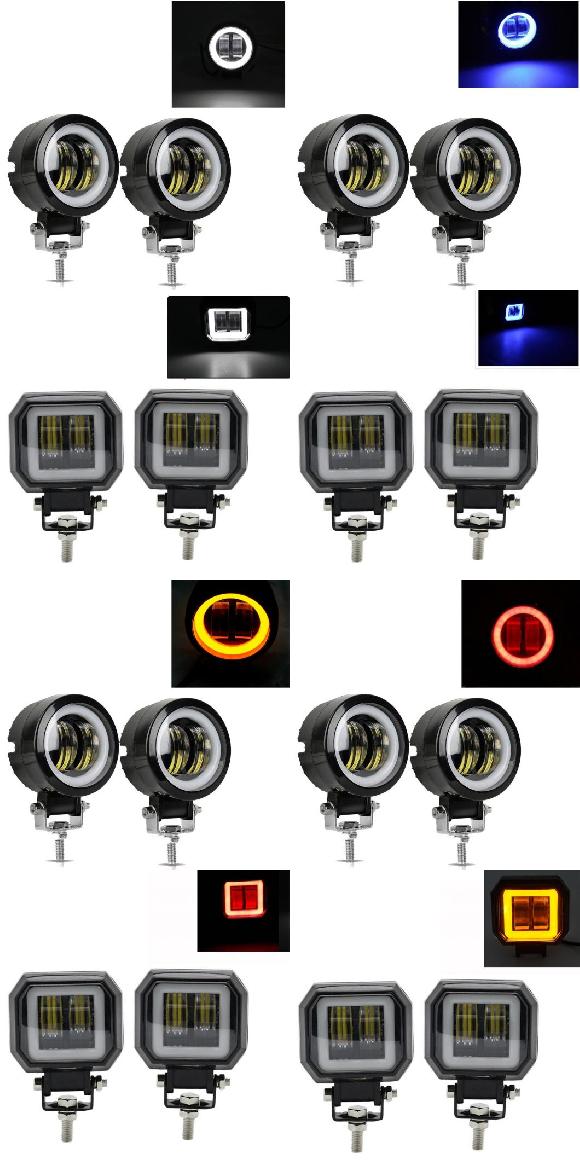 2ピース 3インチ 40W 防水 ラウンド LED エンジェルアイ ライト バー 12V 24V 6500K 2ピース ホワイト ホワイト〜パープル AL KK 2848 AL :503476450:オートパーツエージェンシー