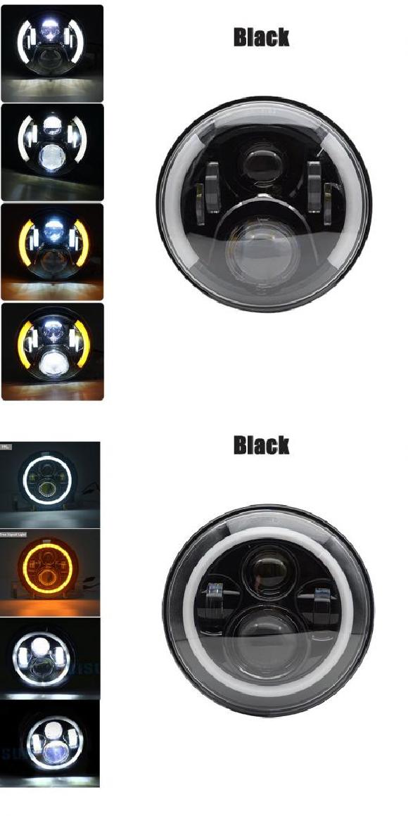 7インチ オートバイ ヘッドランプ アングル アイ LED ヘッドライト 1ピース 60W ブラック・1ピース 45W ブラック AL-KK-2881 2輪 AL