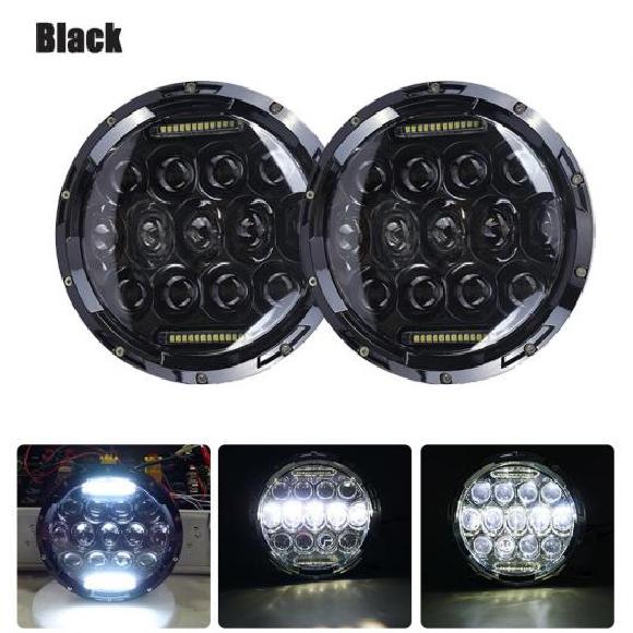 2ピース 7インチ LED ヘッドライト ハイ/ロー ビーム ライト ハロ アングル アイ DRL ヘッドランプ 適用: 75W ブラック 1ペア AL KK 2887 AL : 503477370 : オートパーツエージェンシー