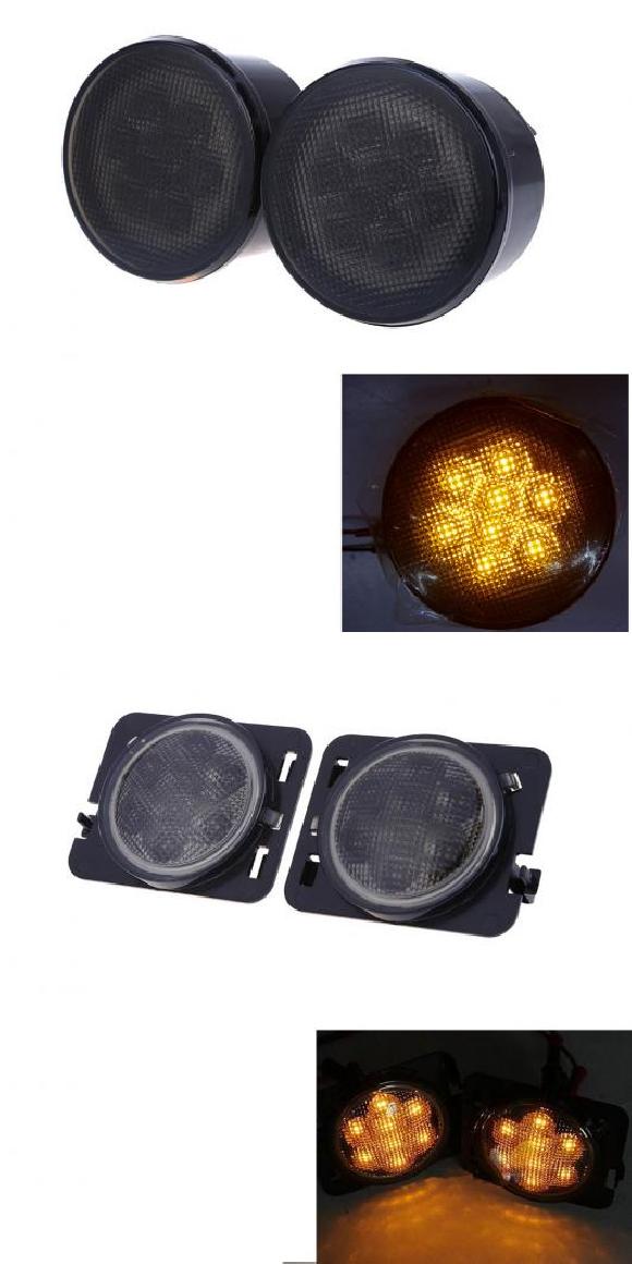 適用: ジープ/JEEP JK アクセサリー フロント フェンダー スモーク LED 2ピース ターン ライト AL-KK-2895 AL