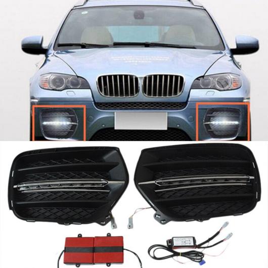 1セット ホワイト LED デイタイム ランニング ライト DRL フロント フォグ ランプ 適用: BMW X6 2008 2009 2010 2011 2012 2013 AL KK 3639 AL :503496360:オートパーツエージェンシー