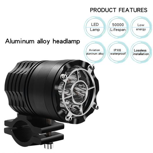 LED オートバイ ヘッドライト アルミニウム ハウジング ビーズ バイク 6 LED ランプ パワフル ライト モトクロス スポットライト ブラック AL-KK-5093 2輪 ALの画像