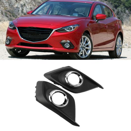 2ピース フロント バンパー フォグライト グリル カバー クローム トリム 適用: MAZDA3 アクセラ 2014-2016 ブラック AL-LL-1495 AL