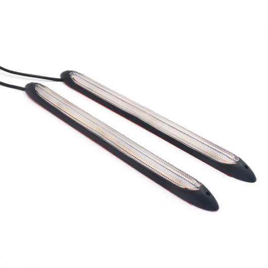 2ピース LED シーケンシャル ウインカー イエロー フロー ランプ デイ タイム ランニング ライト ホワイト-イエロー 23.5cm AL-MM-2117 AL_1