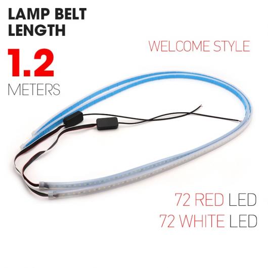 120cm 2in1 LED ドア ワーニング ストリップ ストロボ フラッシュ ランプ レッド ホワイト 衝突防止 装飾 コントロール ボックス AL-MM-2349 ALの画像