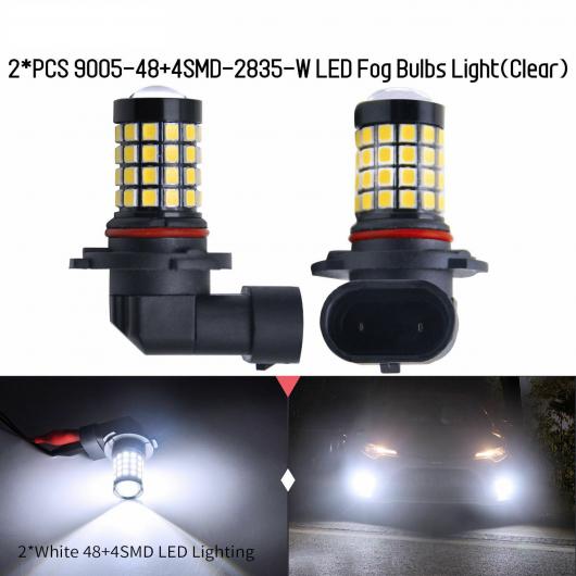 2ピース 9005 48+4SMD 2835 W LED バルブ フォグランプ 10 30V 高光度 クリア レンズ AL MM 5694 AL :504189230:オートパーツエージェンシー