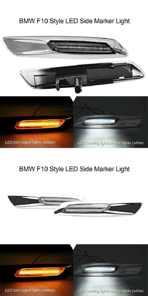 スモーク レンズ シルバー クローム 仕上げ LED サイド マーカー ランプ ランニング ライト 適用: BMW 1 3 5シリーズ E60 E80 スモーク・クリア AL MM 5737 AL :504189670:オートパーツエージェンシー