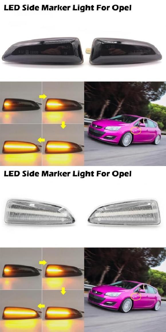 2ピース ダイナミック LED サイドマーカー ライト ターンシグナルランプ 適用: オペル/OPEL アストラ J K インシグニア B スモーク・クリア AL MM 5809 AL :504190450:オートパーツエージェンシー