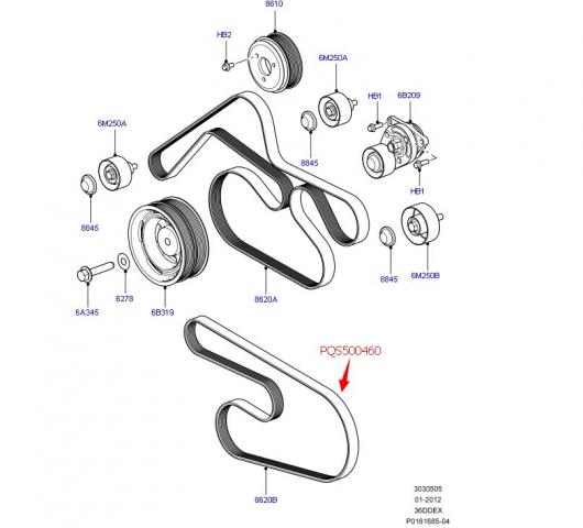 PQS500460 オート ドライビング セカンダリー ベルト 適用: ランド レンジローバー スポーツ ドライブ バンド 車両 ベルト AL MM 9101 AL :504296150:オートパーツエージェンシー