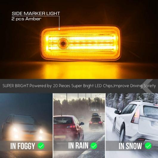 2ピース LED サイド マーカー ライト アセンブリ ウインカー ランプ 適用: メルセデス・ベンツ W463 Gクラス 1986-2002 クリア レンズ AL-NN-5504 AL_4