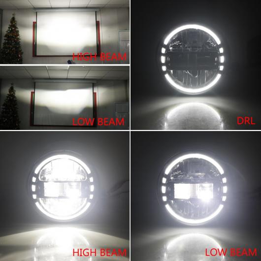 7インチ LED ヘッドライト 適用: ラーダ/LADA ニーヴァ 4×4 H4 ハイ ロー ビーム 2ピース ブラック・2ピース シルバー AL-OO-0859 AL_2