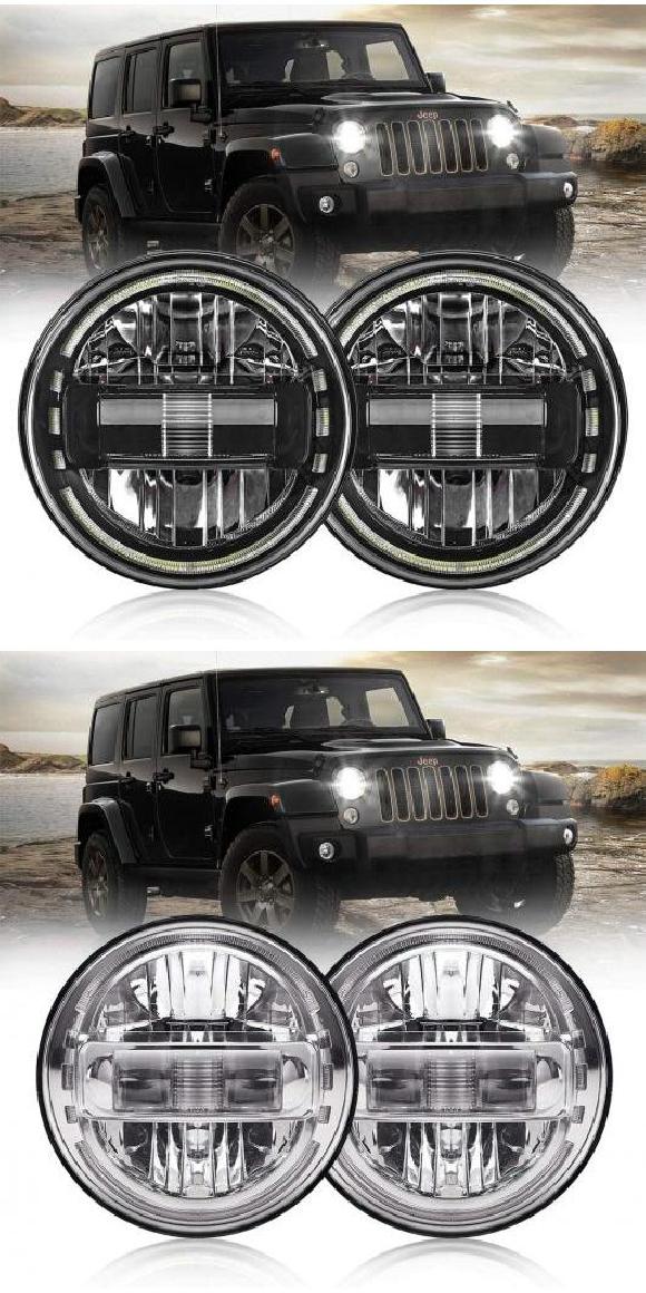 7インチ LED ヘッドライト 適用: ラーダ/LADA ニーヴァ 4×4 H4 ハイ ロー ビーム 2ピース ブラック・2ピース シルバー AL-OO-0859 AL