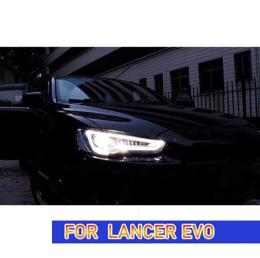 ヘッド ランプ 適用: 三菱 ランサー EX LED ヘッドライト 2009-2016 ローバルブ含まない イビルアイなし・デビル アイ AL-OO-8247 AL_4