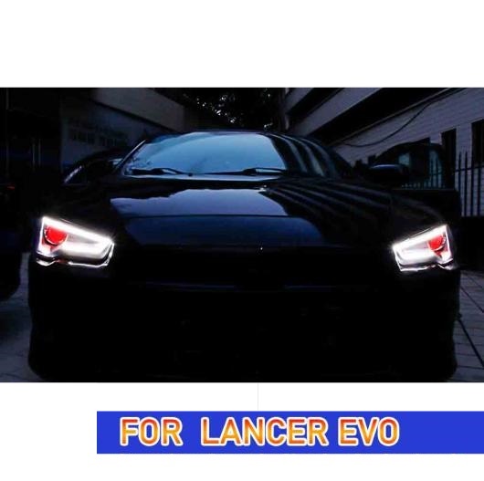 ヘッド ランプ 適用: 三菱 ランサー EX LED ヘッドライト 2009-2016 ローバルブ含まない イビルアイなし・デビル アイ AL-OO-8247 AL_7