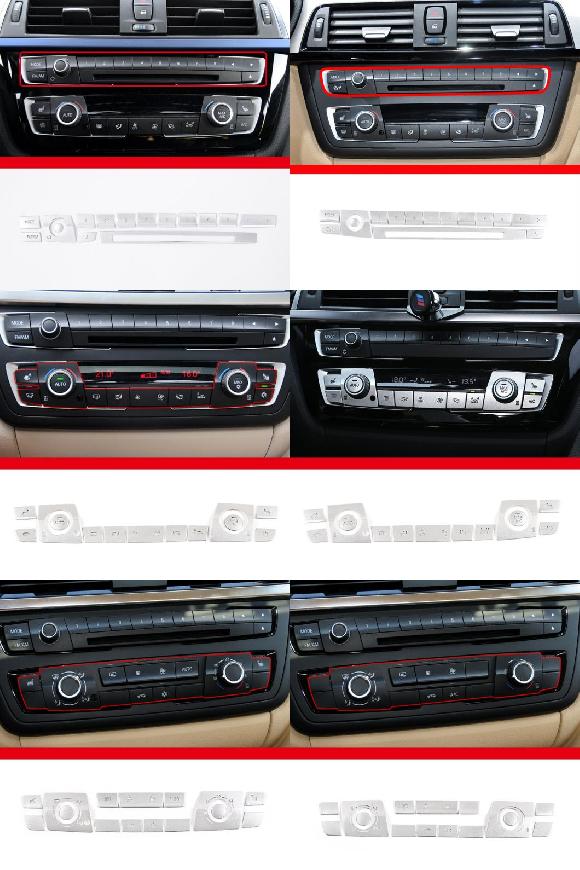 セントラル コントロール エアコン SHORTCUT デジタル ボタン カバー トリム ステッカー 適用: BMW 3シリーズ F30 F31 F34 タイプA〜タイプH AL-PP-2584 AL｜apagency