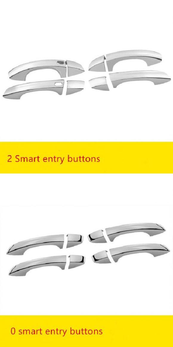 カーボンファイバー クローム サイド ドア ハンドル カバー トリム ステッカー シルバー 2ボタン・シルバー ボタンなし AL-RR-1865 AL