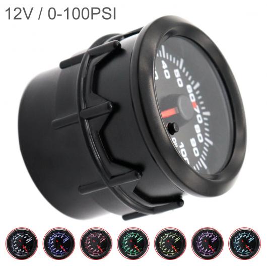 1ピース 52mm 2インチ 12V 0 100 PSI 7 カラー バックライト オイル プレッシャー ゲージ メーター エレクトロニック センサー ブラック シェル AL RR 5247 AL :505748610:オートパーツエージェンシー