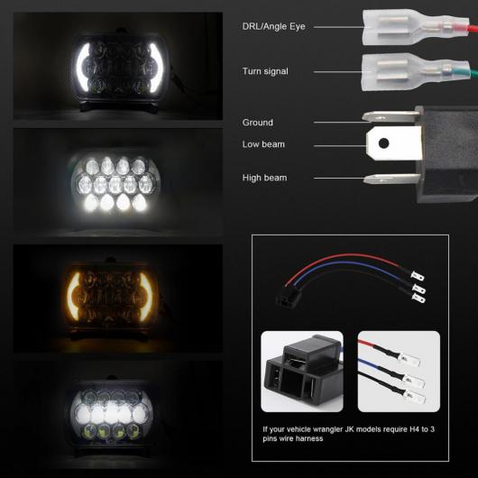 5×7/7×6インチ 300W スクエア ヘッドライト ホワイト＆アンバー DRL ダイナミック シーケンシャル ウインカー 適用: トヨタ ピックアップ AL-RR-5268 ALの画像