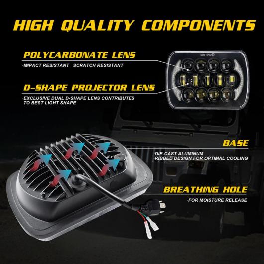 5×7/7×6インチ 300W スクエア ヘッドライト ホワイト＆アンバー DRL ダイナミック シーケンシャル ウインカー 適用: トヨタ ピックアップ AL-RR-5268 ALの画像