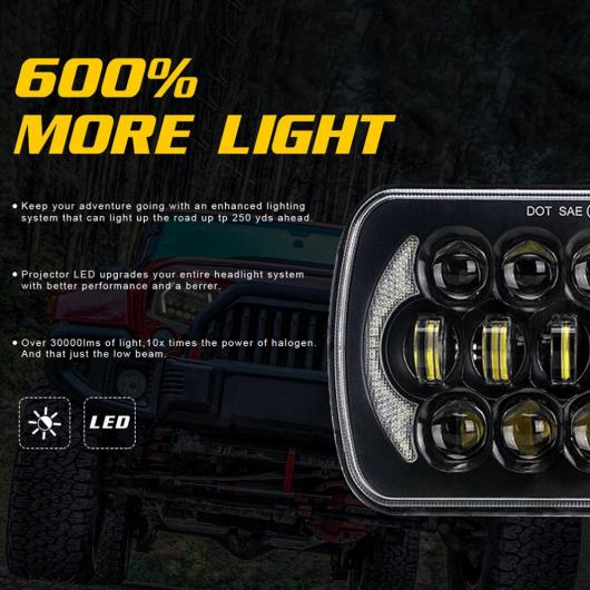 5×7/7×6インチ 300W スクエア ヘッドライト ホワイト＆アンバー DRL ダイナミック シーケンシャル ウインカー 適用: トヨタ ピックアップ AL-RR-5268 ALの画像