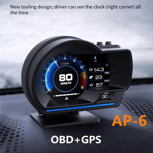 AP 6 HUD ヘッド アップ ディスプレイ オート ディスプレイ OBD2 + GPS スマート HUD ゲージ デジタル オドメーター セキュリティ アラーム AL RR 5882 AL :505762460:オートパーツエージェンシー