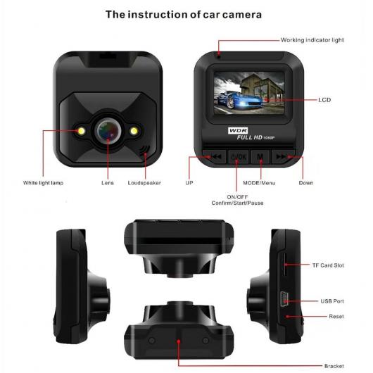 DVR ダッシュ カム 720P 120 度 車載カメラ ドライビング レコーダー サイクル 録画 ナイト ビジョン 広角 ビデオ カメラ ブラック SD16G AL-RR-6652 AL｜apagency｜08