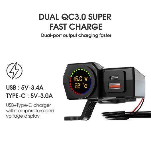 QC3.0 USB PD 3.0 オートバイ チャージャー 防水 クイック チャージャー 車両 マウント スイッチ 12 24V パワー サプライ USB PD AL RR 6739 AL : 505777070 : オートパーツエージェンシー