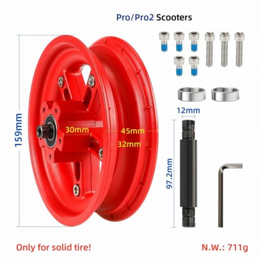 適用:プロ/PRO2 8.5インチ 電動 スクーター スプリット ホイール ハブ アルミニウム 合金 リア ホイール リム 固体 タイヤ ブラック・レッド AL-SS-2697 AL