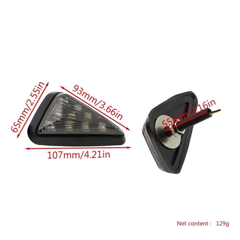 2ピース フラッシュ マウント トライアングル - 型 LED ターンシグナルライト 12V オートバイ ターンシグナルライト 適用:スズキ ホンダ ヤマハ AL-SS-2975 AL_2