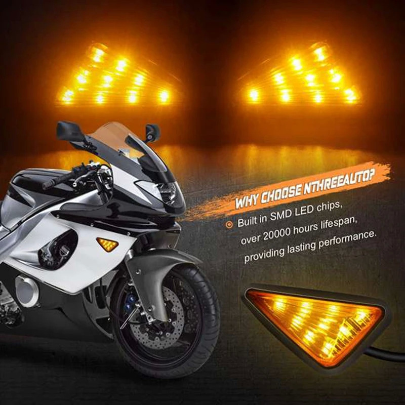 2ピース フラッシュ マウント トライアングル - 型 LED ターンシグナルライト 12V オートバイ ターンシグナルライト 適用:スズキ ホンダ ヤマハ AL-SS-2975 AL_3