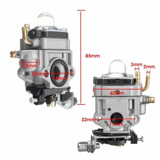 2ピース オートバイ キャブ キャブレター 11mm 2 ストローク 適用:43CC 47CC 49CC 50CC スクーター ATV ダートバイク 芝刈り機 シルバー AL-SS-3085 AL_2