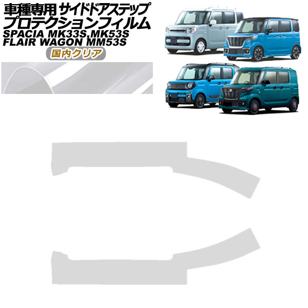 プロテクションフィルム サイドドアステップ マツダ フレアワゴン MM53 全グレード対応 2018年02月〜 国内クリア 入数：1セット(4枚) AP-PF0085-CL02