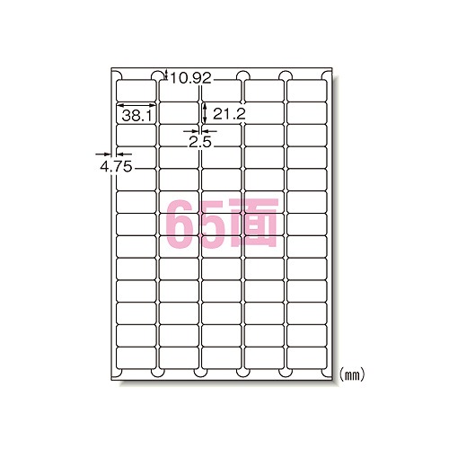 エーワン(A-one) ラベルシール プリンタ兼用 A4 65面 キレイにはがせるタイプ 入数:1パック(10入) 31269(09035)
