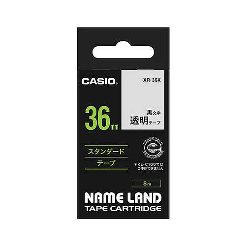 CASIO(カシオ) ネームランドテープ 透明/黒文字 36mm XR-36X(38716)