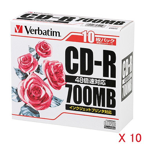 バーベイタム(Verbatim) CD-R 入数：1セット(10枚×10個) SR80PP10C(60777)