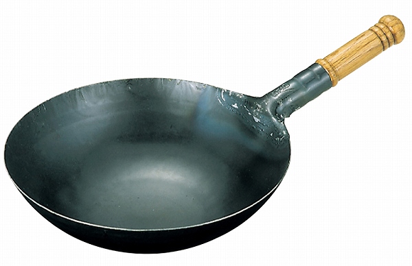 山田工業所 鉄 打出木柄 中華片手鍋 27cm 0197000