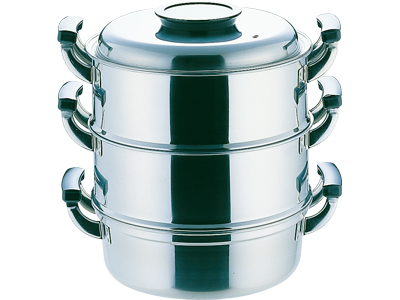 PE丸型蒸し器 3段27cm (033008-005)