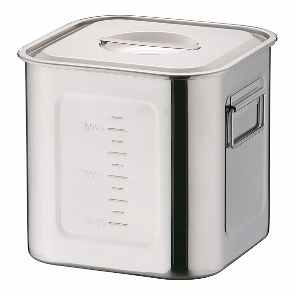 三宝産業 HACCP 18-8 深型角キッチンポット YUKIWA 21cm 目盛付 AHS3810