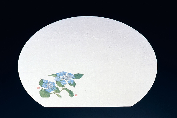 ヤマコー(Yamaco) 尺3半月枯淡懐石まっと 紫陽花 370×335mm 入数：1セット(100枚入) QKIF3
