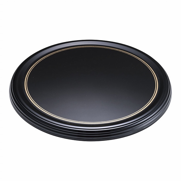 よし与工房(Yoshiyo) 陶器風メラミンケーキトレー ブラック 丸型 φ30cm 金線入 CT-3000-KS(WKCH9300)