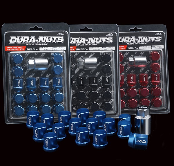 MID DURA-NUTS ジュラルミン ロック＆ナットセット ブラック M12×P1.5 L27(ショートタイプ) 4H用