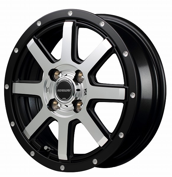 MID ROADMAX WF-8 ホイール セミグロスブラック＋ディスクポリッシュ 14インチ×4.5J 43 4H100 国産車 入数：1台分(4本)