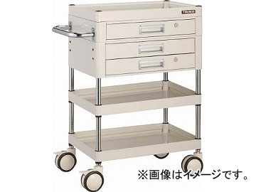 トラスコ中山/TRUSCO ファルコンワゴン 引出付 750X500 ウレタン双輪 W色 FAW973XZDW(4369793) JAN：4989999231373