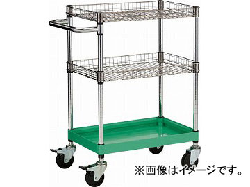 トラスコ中山 ファルコンワゴン 600X400 1段+メッシュ2段 YG色 FAW-963M2-YG(4878825)