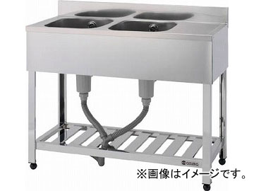 アズマ 二槽水切シンク左水槽 1200×450×800 KPM2-1200-L(4552610) JAN：4560155871017