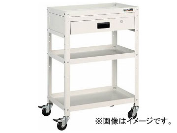 トラスコ中山 ラビットワゴン 500×500 引出1段付 ゴム車輪 W色 RBW-953V W(8183217)